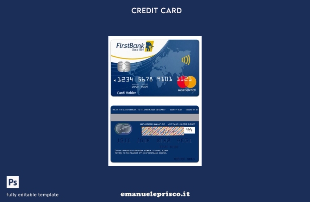 modello di carta mastercard Nigeria FirstBank in stile verificato